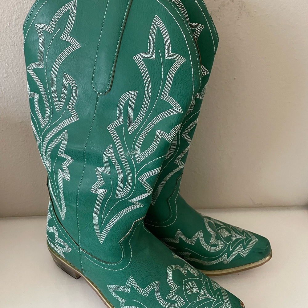Green Western Cowboy Boots